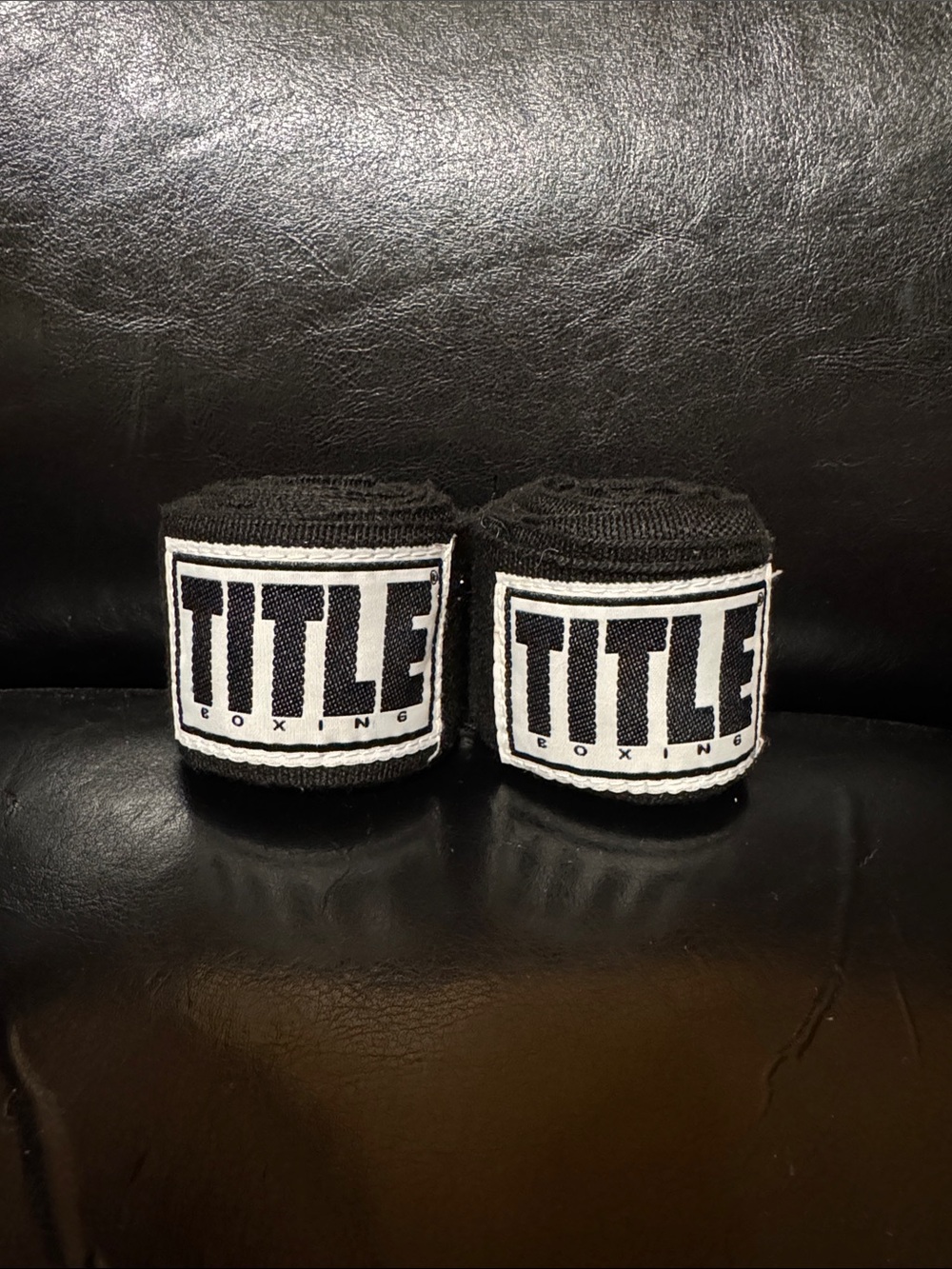 TITLE Boxing Black and White pro leather Training Gloves and wraps - Picture 5 of 10